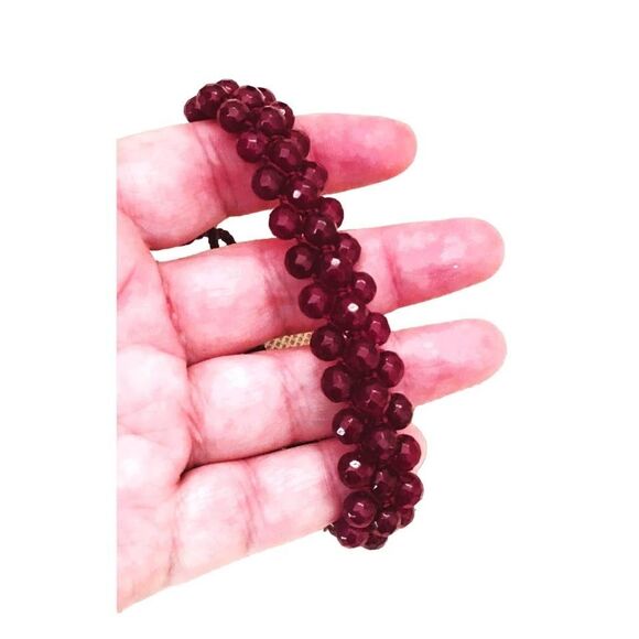 Handmade Faux Garnet Beaded Bracelet - Picture 3 of 3